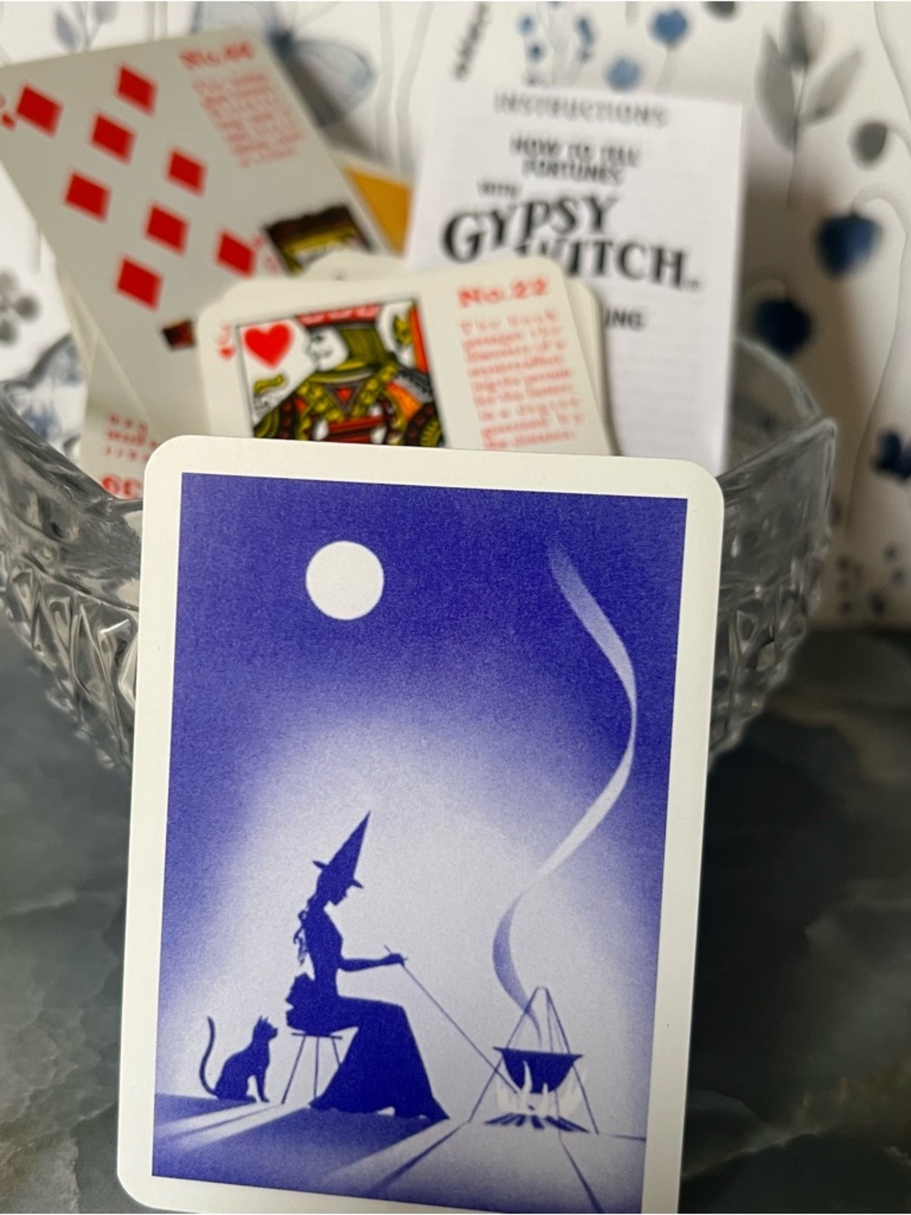 Vintage Blue Witch Fortune-Telling Card